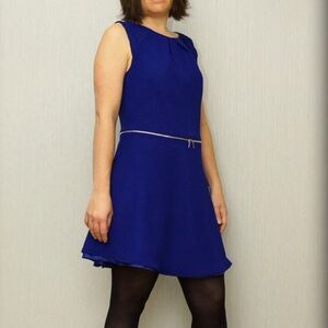 Sandro Paris Royal Blue Pleated Mini Dress – Size 2 (US 6) – Elegant Cocktail